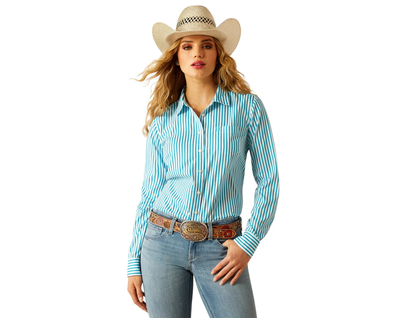 Ariat Women's Kirby Pro Shirt- Peacock Stripe