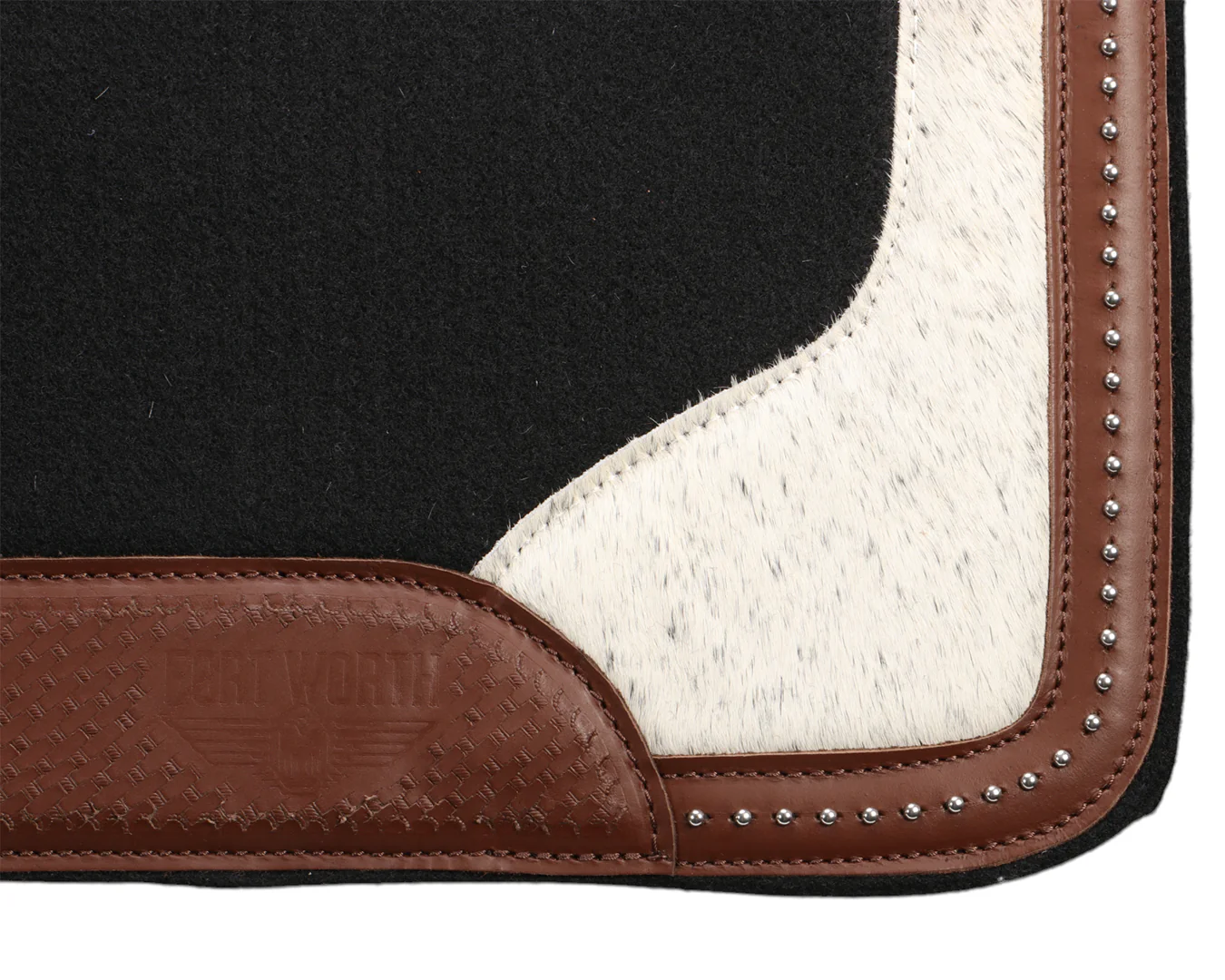 Fort Worth Basket Weave Cow Hide Print Felt Saddle Pad - 30" x 30" - Image 4