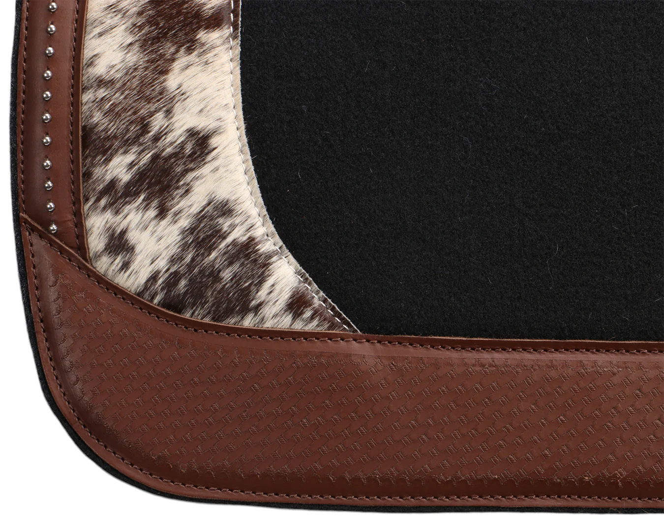 Fort Worth Basket Weave Cow Hide Print Felt Saddle Pad - 30" x 30" - Image 5