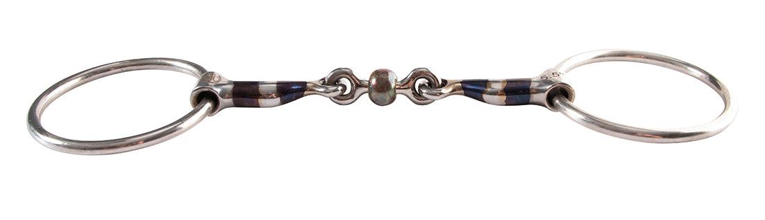 Blue Sweet Iron Loose Ring Bit with Copper Roller & Link - Image 2