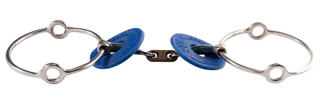 Blue Sweet Iron Polo Gag Bit Copper Link & W/Guards - Image 2