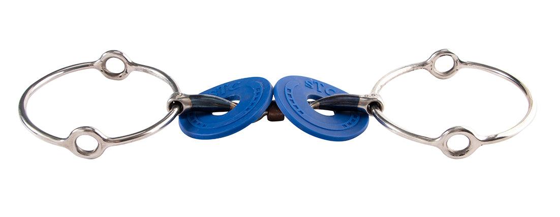 Blue Sweet Iron Polo Gag W/Link & Copper Roller W/Guards - Image 3