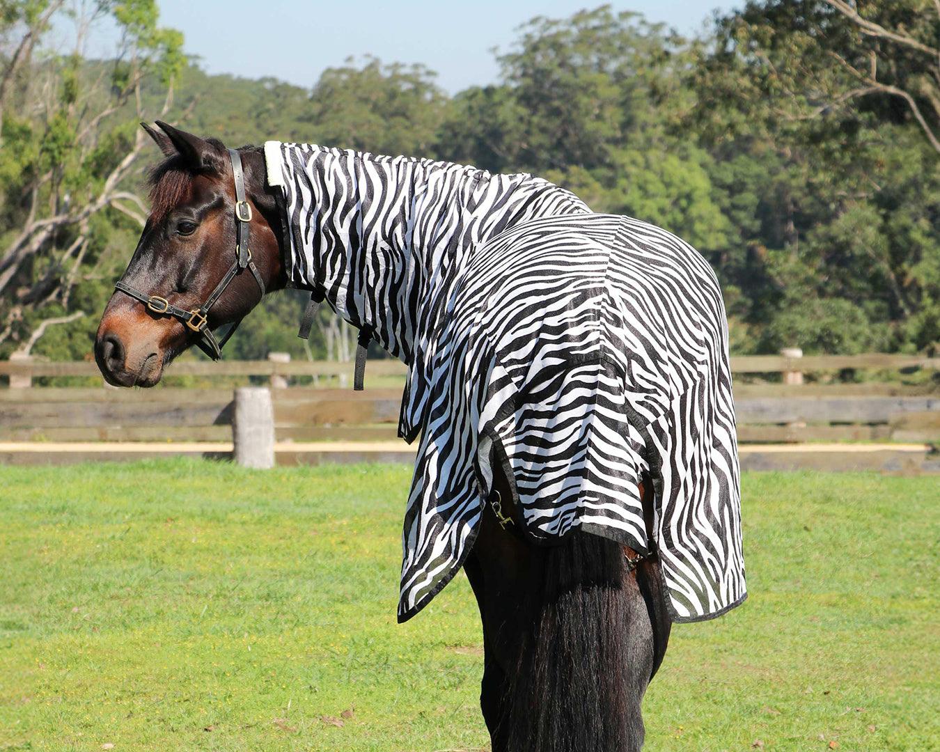 Horsemaster Fly Mesh Combo Rug - Zebra Print - Image 2
