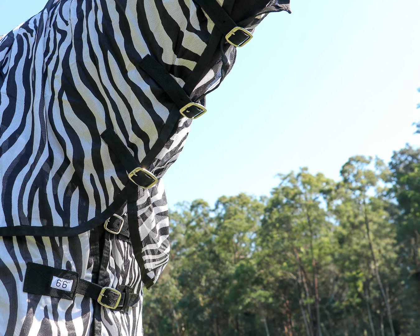 Horsemaster Fly Mesh Combo Rug - Zebra Print - Image 3