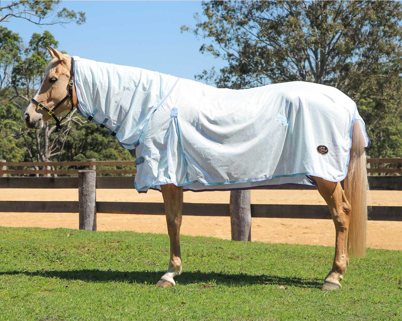 Conrad Fly Mesh Horse Rug Combo - White/Blue