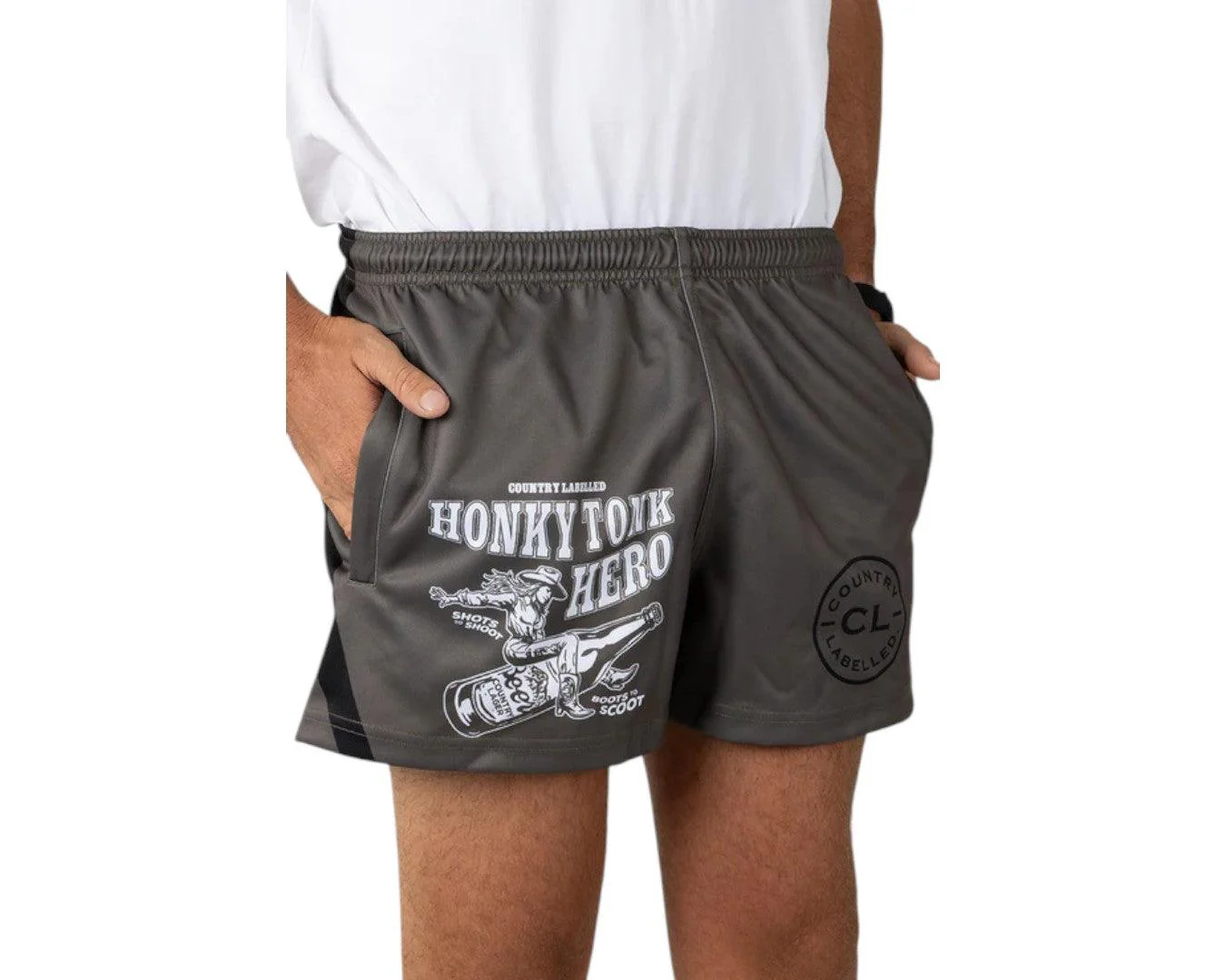 Country Labelled Footy Shorts - Honky Tonk Hero