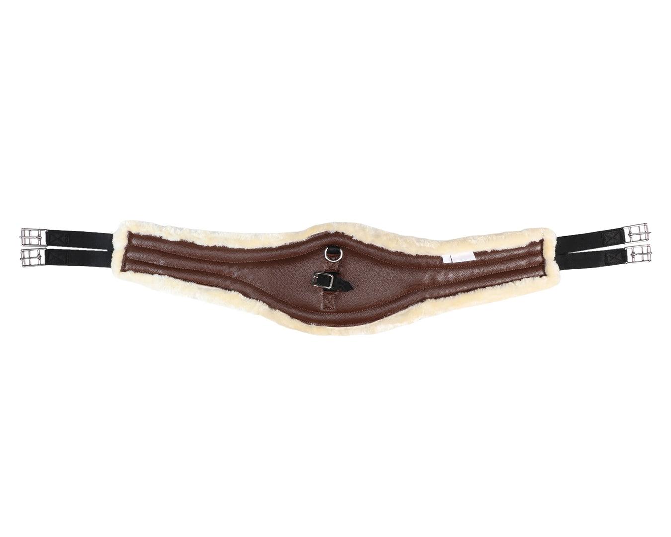 Equi-Prene Jump Girth w/Elastic & Fleece - Brown/Natural