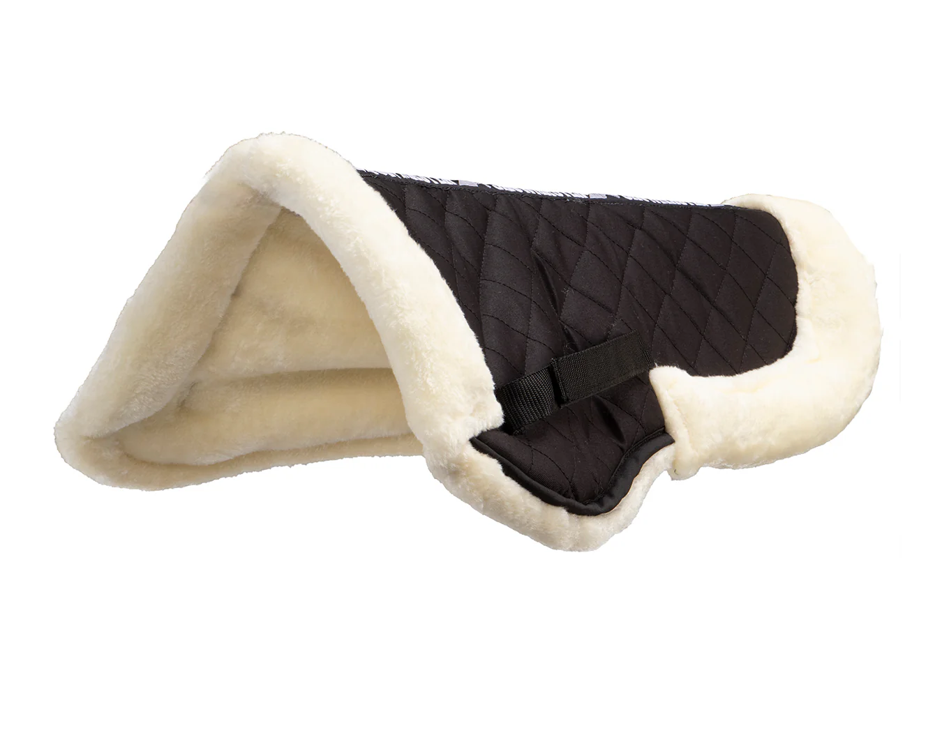 Show Master Fleece Half Numnah - Black with Natural Fleece
