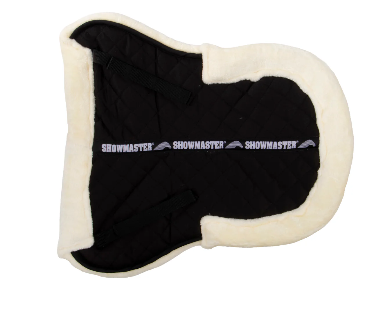 Show Master Fleece Half Numnah - Black with Natural Fleece - Image 3