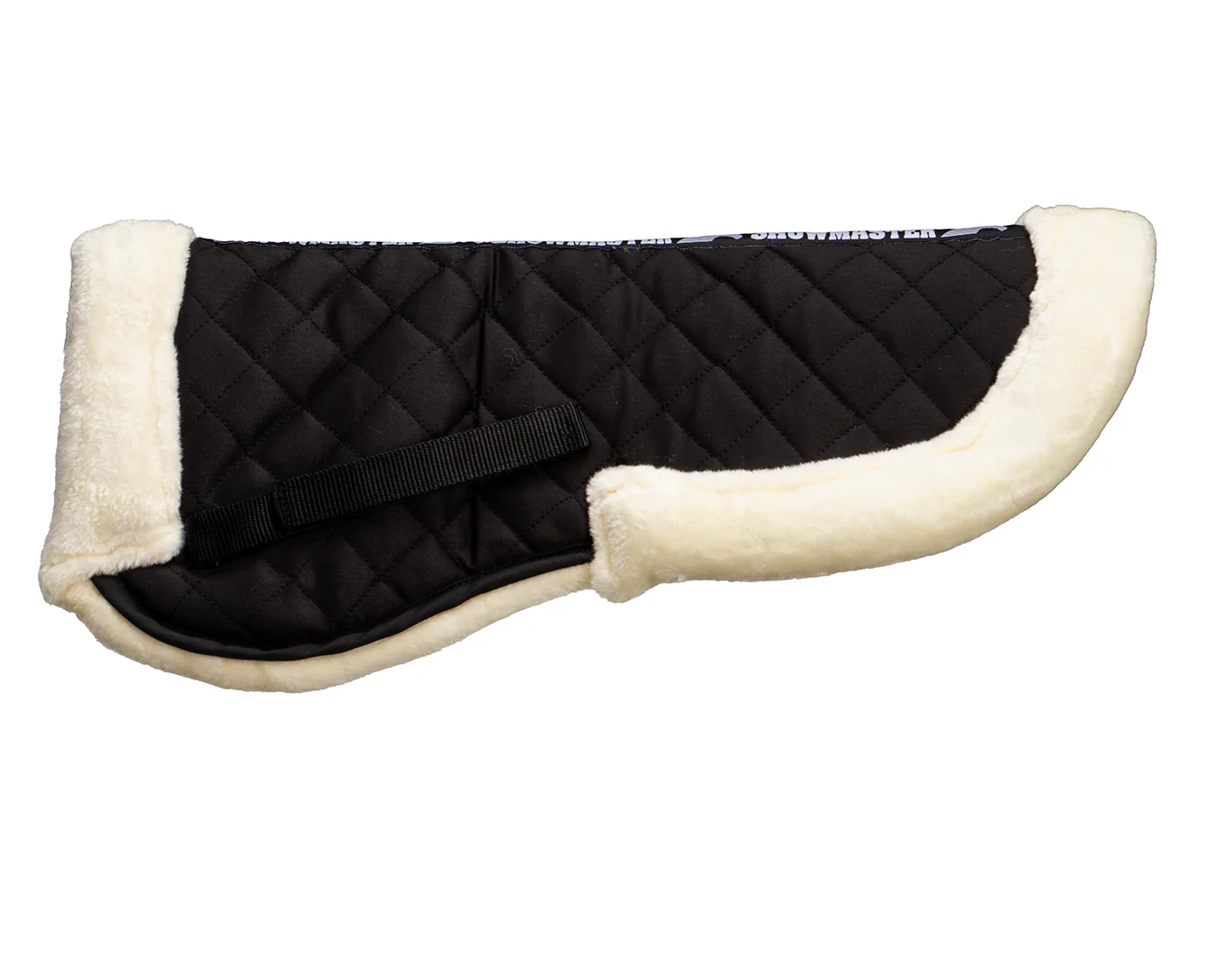 Show Master Fleece Half Numnah - Black with Natural Fleece - Image 5