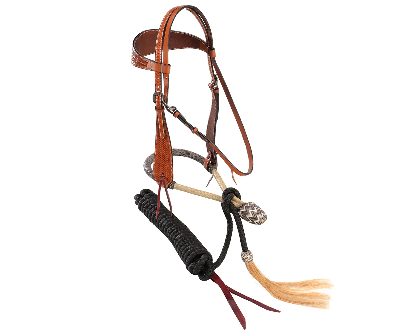 Fort Worth Complete Hackamore Basket Weave - Chestnut - Image 3