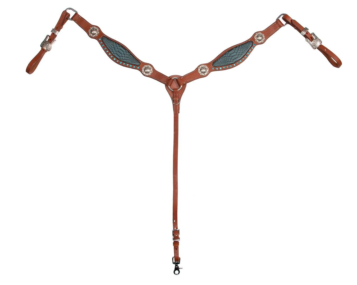 Fort Worth Crocodile Breast Collar - Turquoise