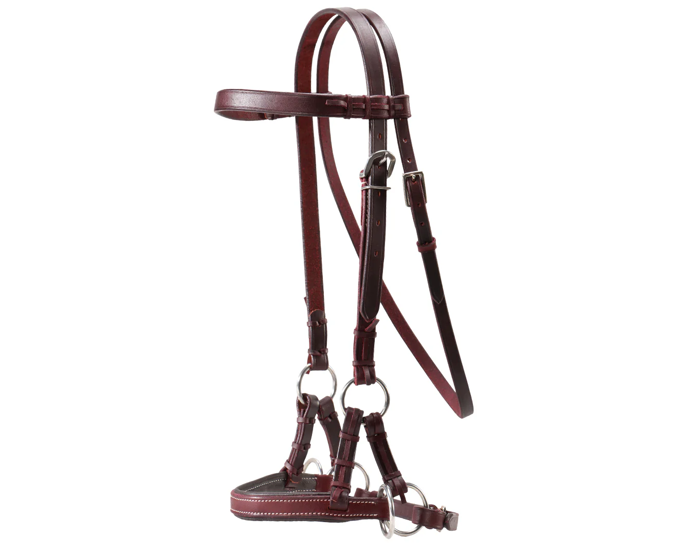 Fort Worth Padded Leather Nose Sidepull - Latigo - Image 4