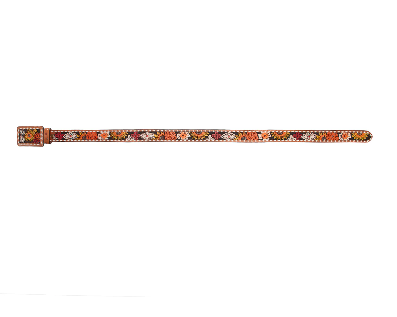 Fort Worth Painted Leather Belt & Buckle - Flowers - Image 3