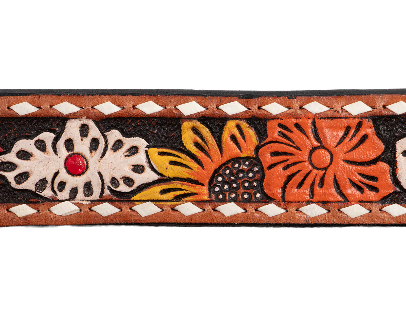 Fort Worth Painted Leather Belt & Buckle - Flowers - Image 4