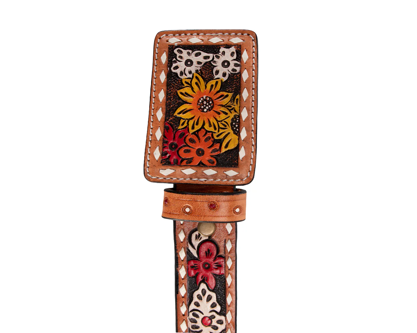 Fort Worth Painted Leather Belt & Buckle - Flowers - Image 5