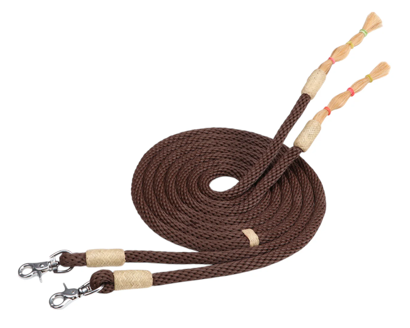 Fort Worth Soft Round Split Reins 8' w/Horsehair - Image 6