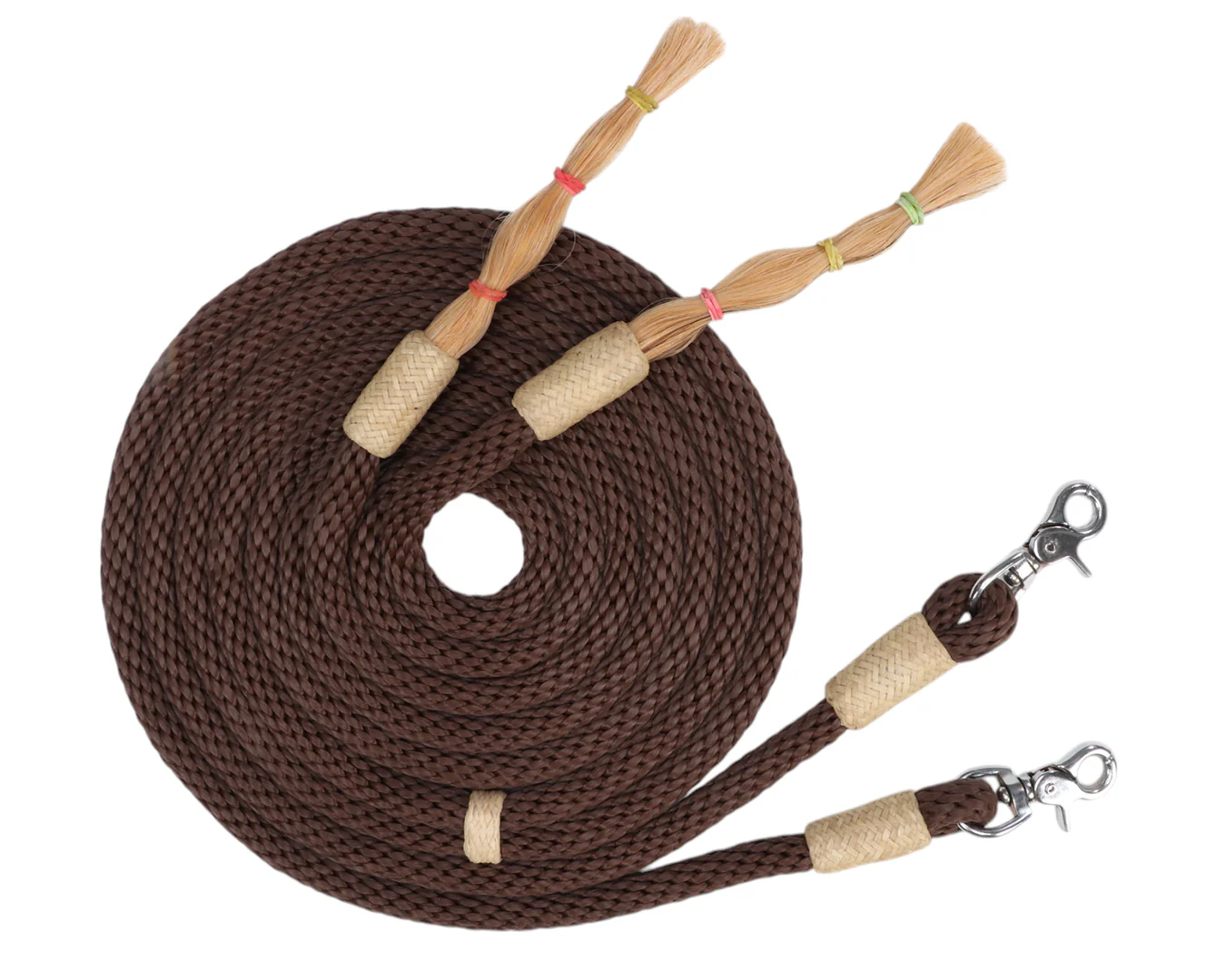 Fort Worth Soft Round Split Reins 8' w/Horsehair - Image 7
