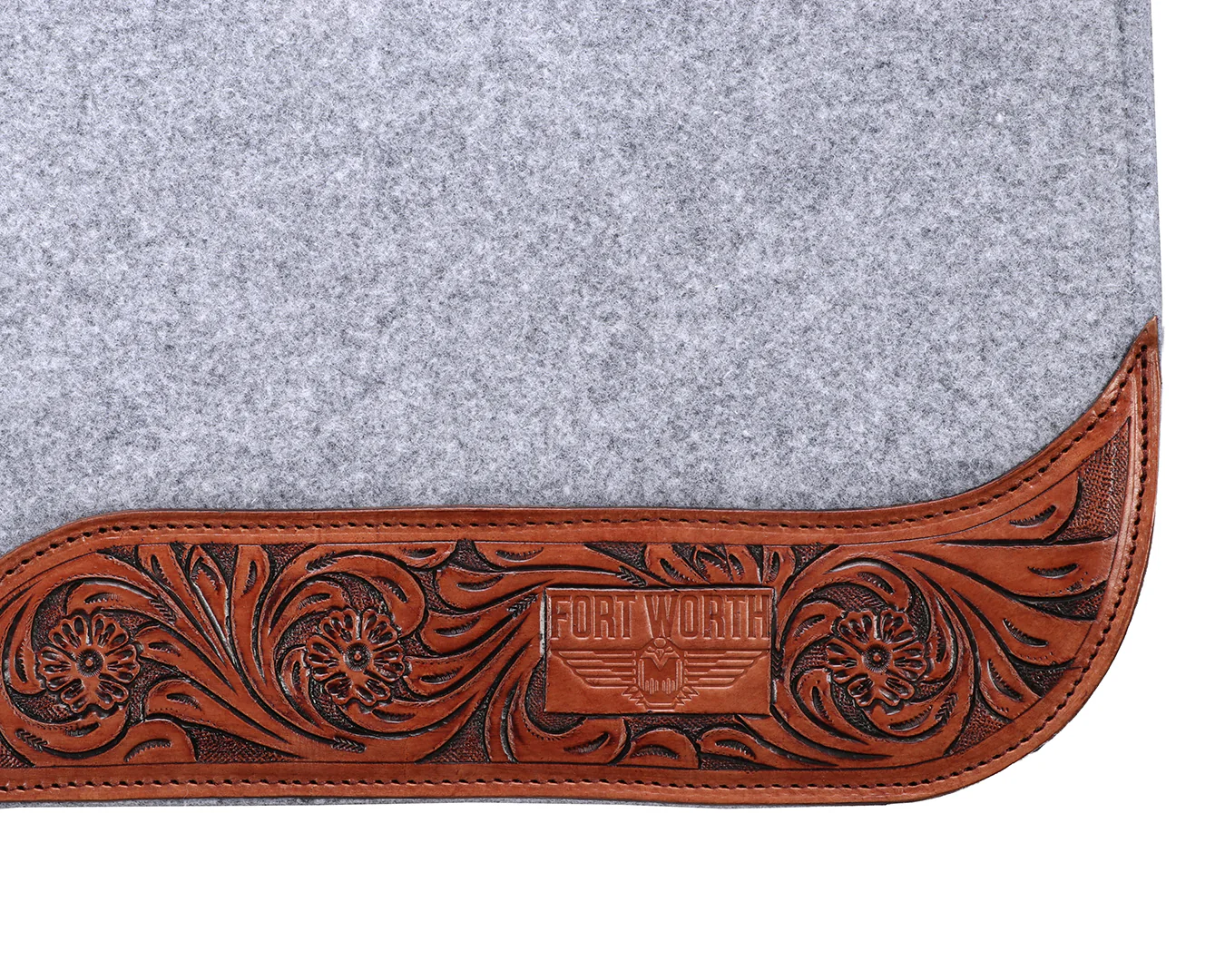 Fort Worth Tooled Floral Felt Saddle Pad - 32"  x 30" - Image 10