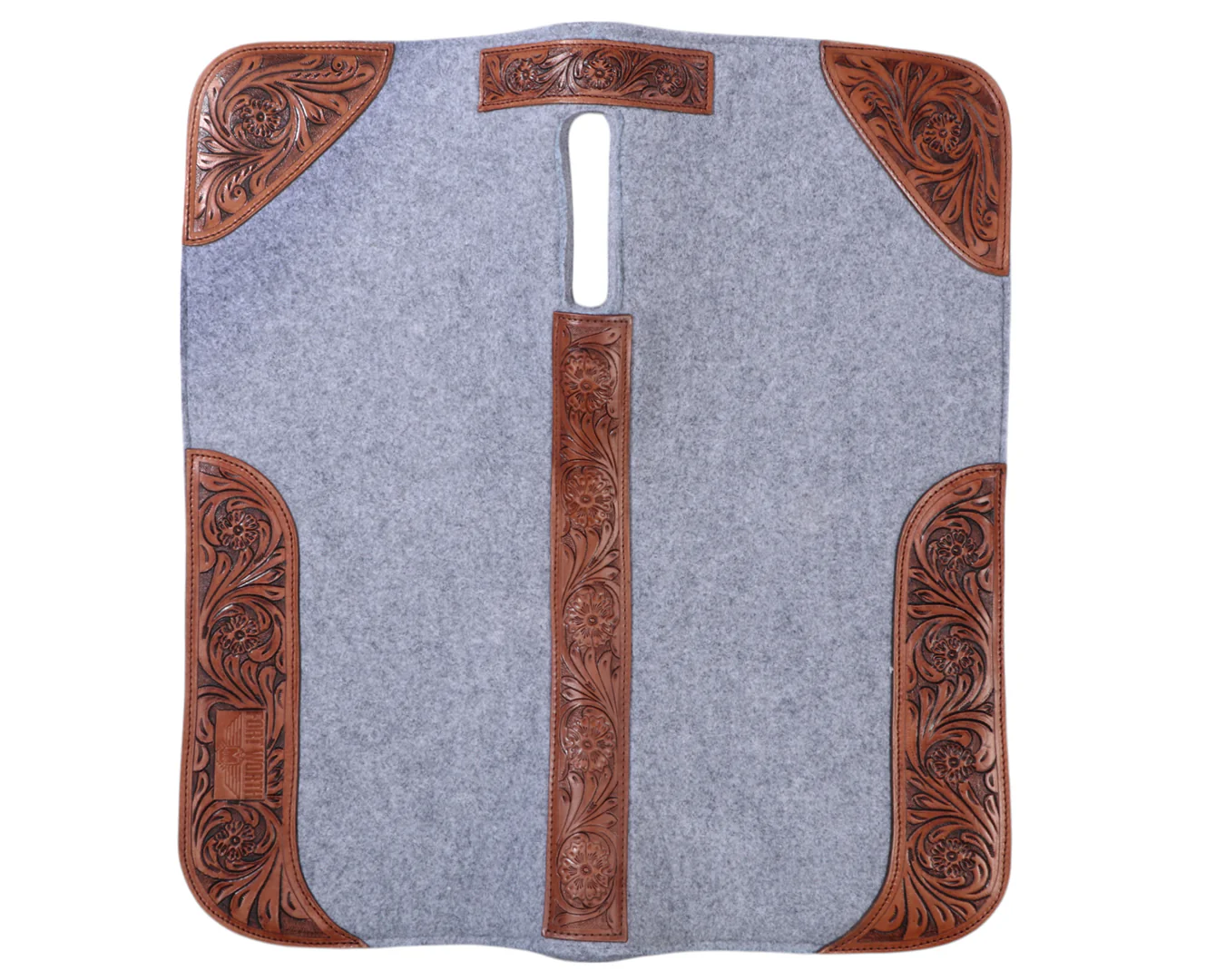 Fort Worth Tooled Floral Felt Saddle Pad - 32"  x 30" - Image 11