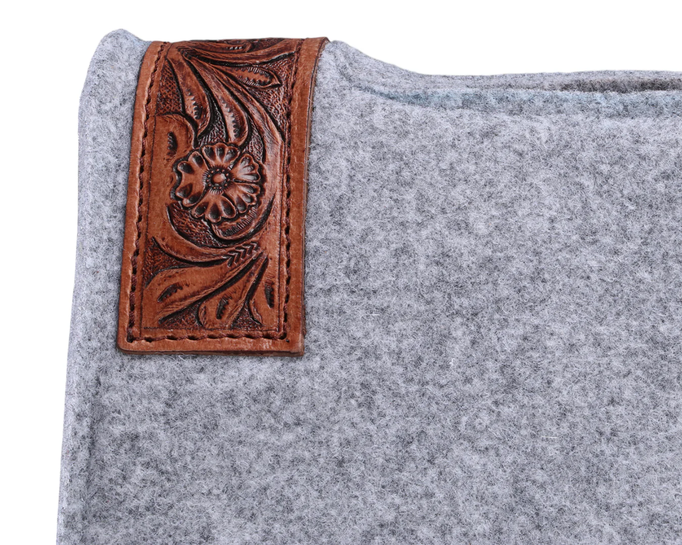 Fort Worth Tooled Floral Felt Saddle Pad - 32"  x 30" - Image 13