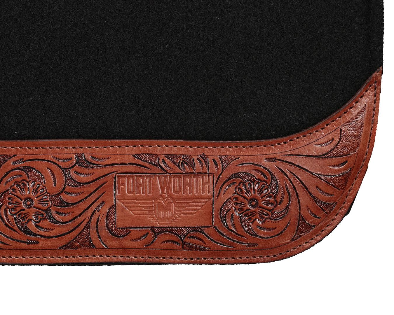 Fort Worth Tooled Floral Felt Saddle Pad - 32"  x 30" - Image 4