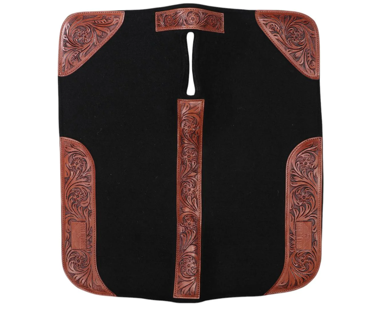 Fort Worth Tooled Floral Felt Saddle Pad - 32"  x 30" - Image 5