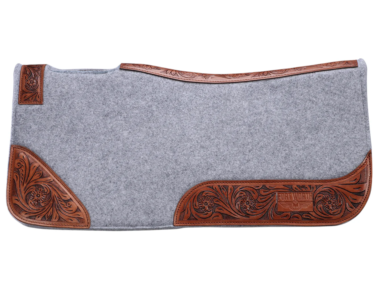 Fort Worth Tooled Floral Felt Saddle Pad - 32"  x 30" - Image 8