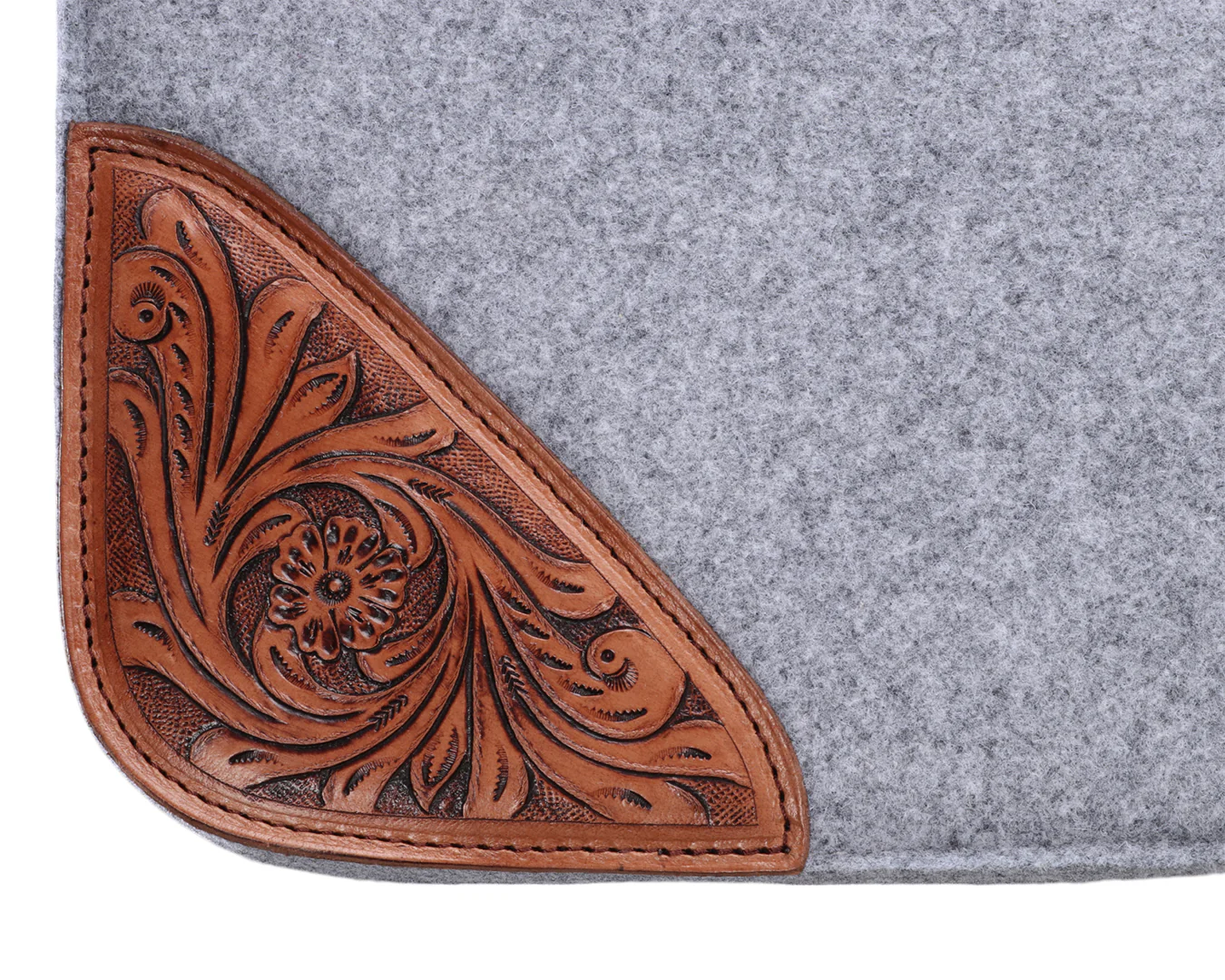 Fort Worth Tooled Floral Felt Saddle Pad - 32"  x 30" - Image 9
