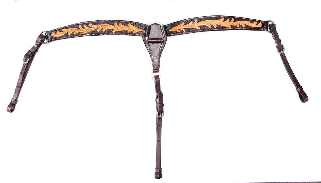 Fort Worth Tooled Leaf Breast collar - Two Tone