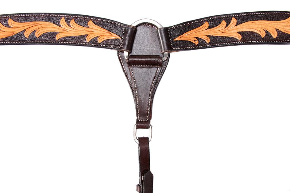 Fort Worth Tooled Leaf Breast collar - Two Tone - Image 2