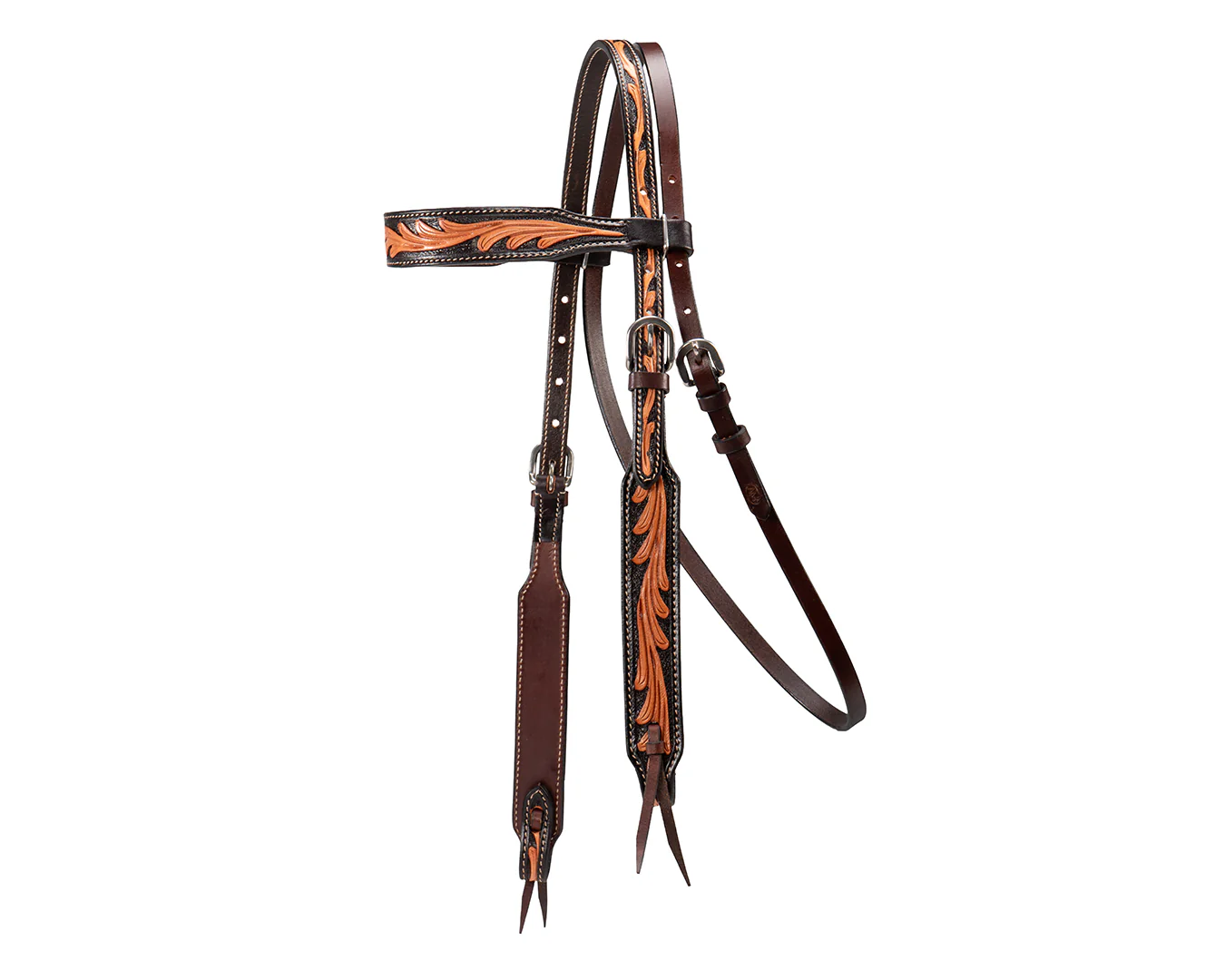 Fort Worth Tooled Leaf Headstall - Two Tone