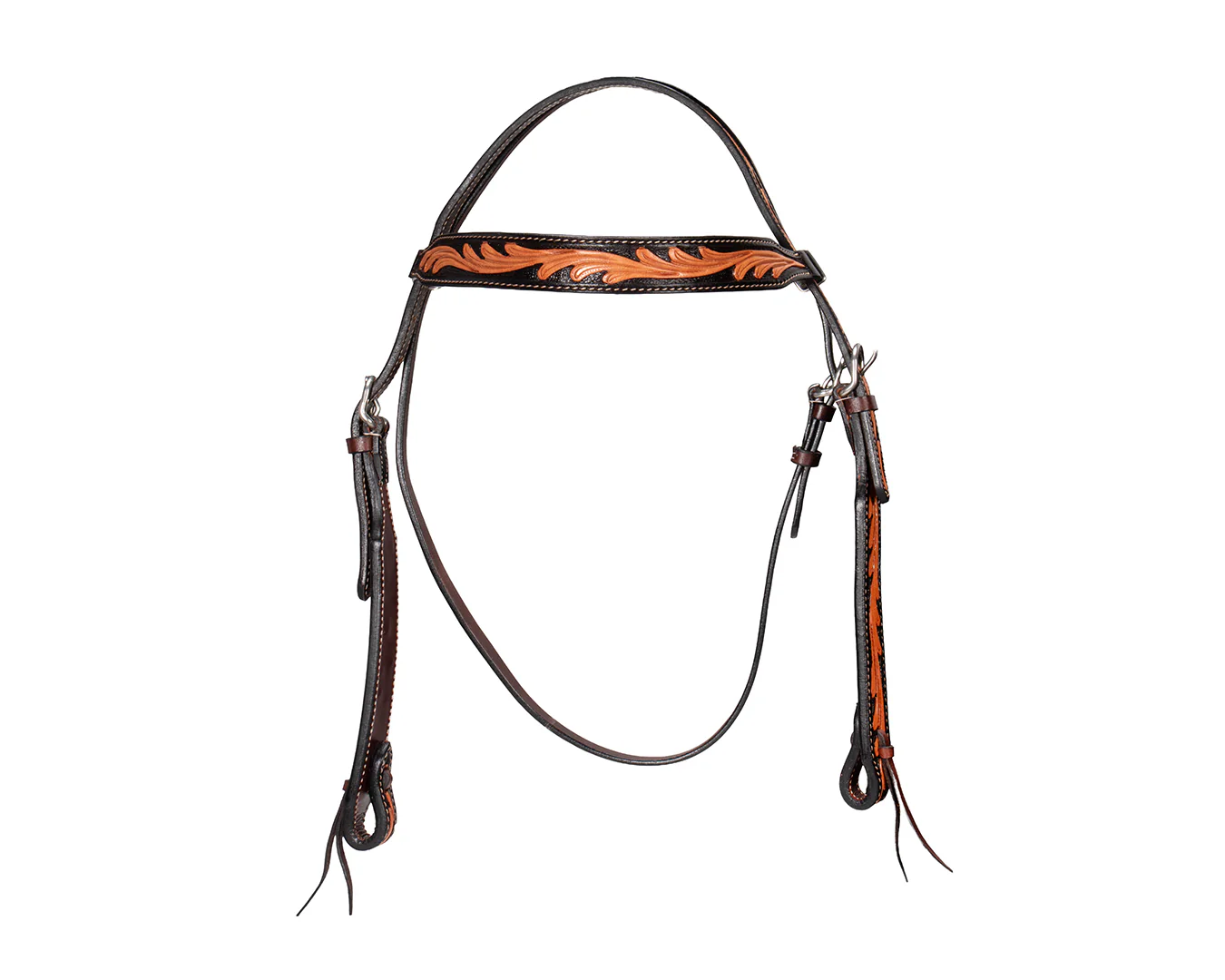 Fort Worth Tooled Leaf Headstall - Two Tone - Image 2
