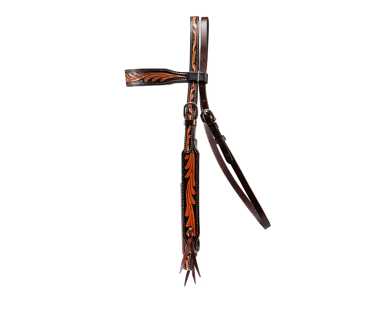 Fort Worth Tooled Leaf Headstall - Two Tone - Image 3