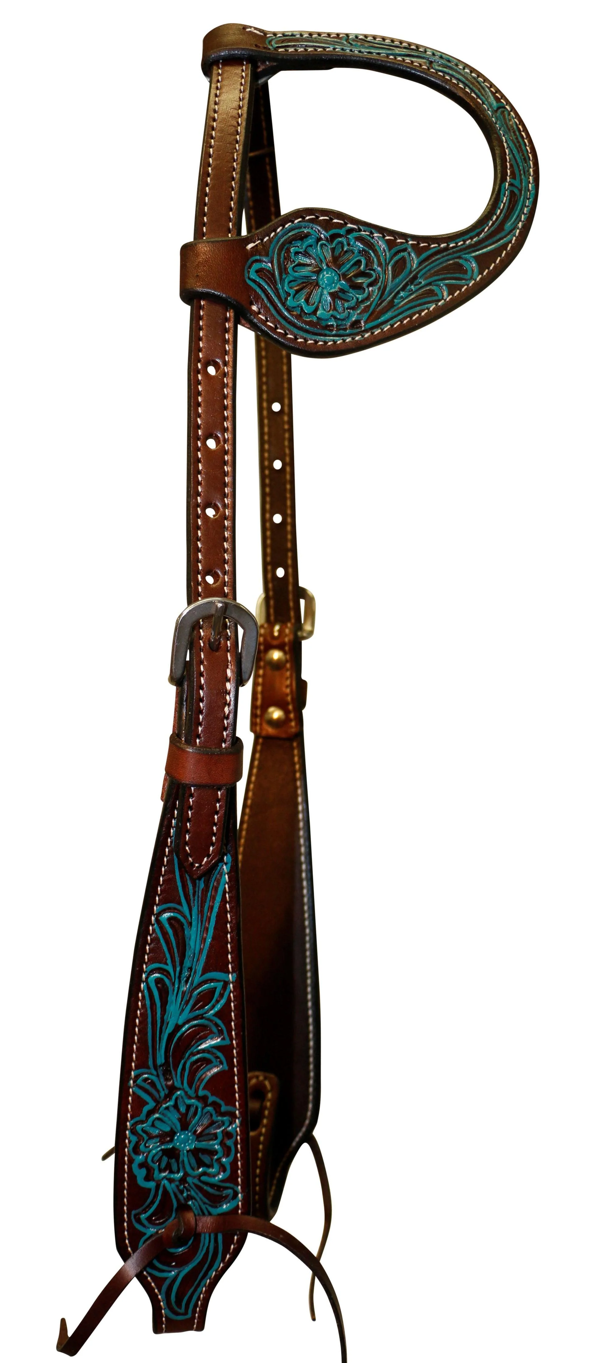 Fort Worth Turquoise Flower One Ear Headstall