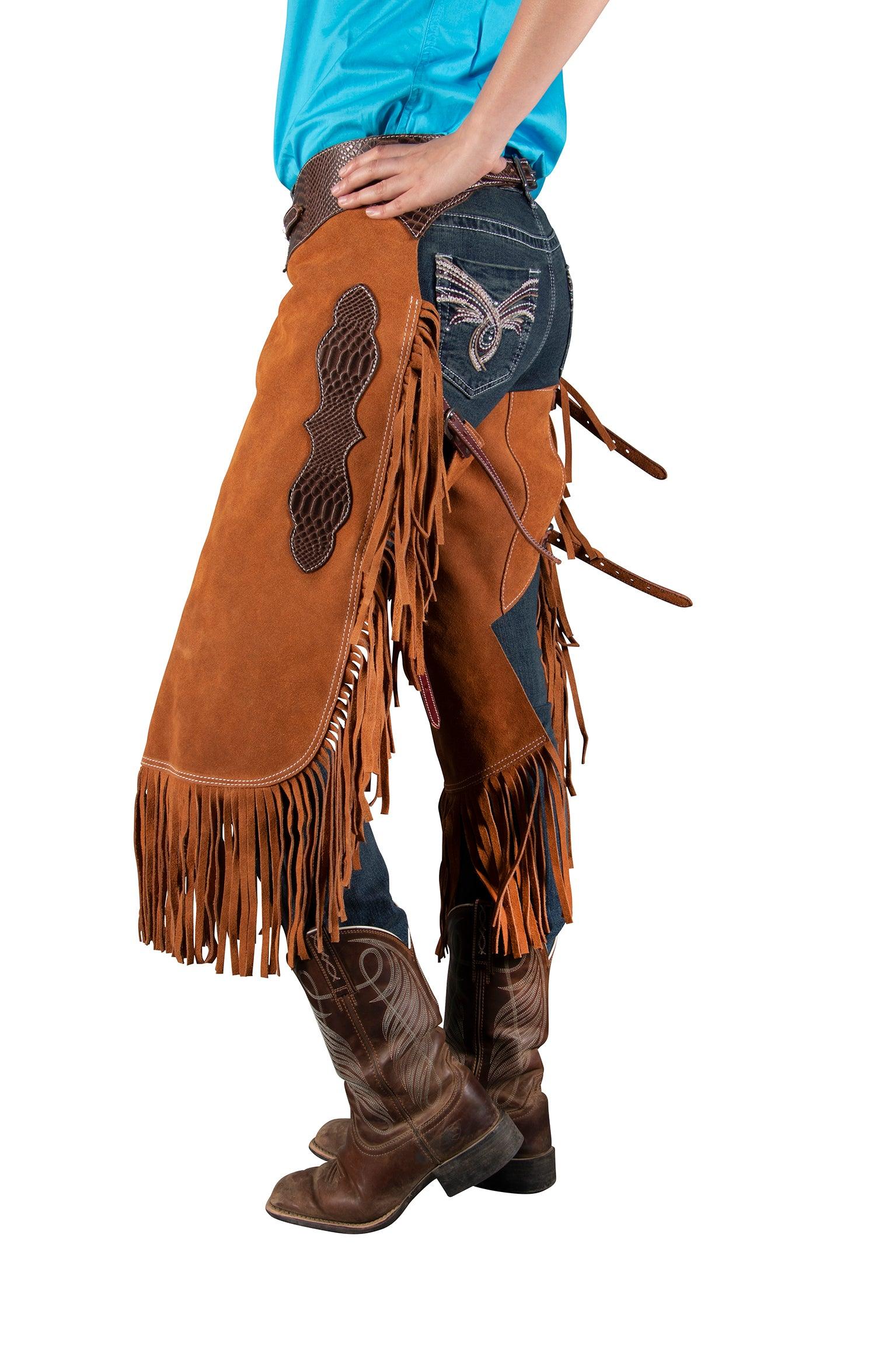 Fort Worth Work Chink Suede Chaps - Brown/Tan - Image 2