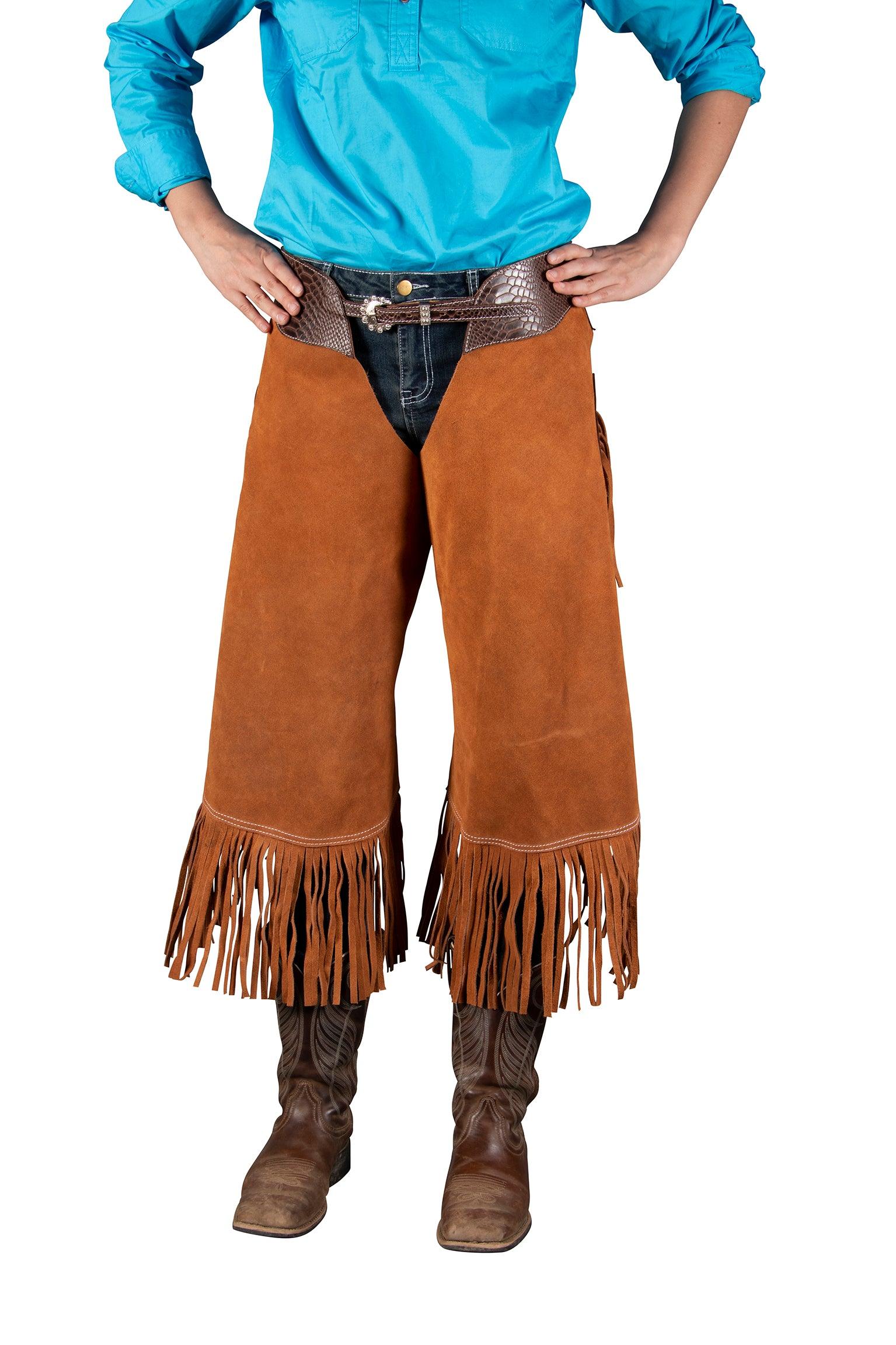 Fort Worth Work Chink Suede Chaps - Brown/Tan - Image 3