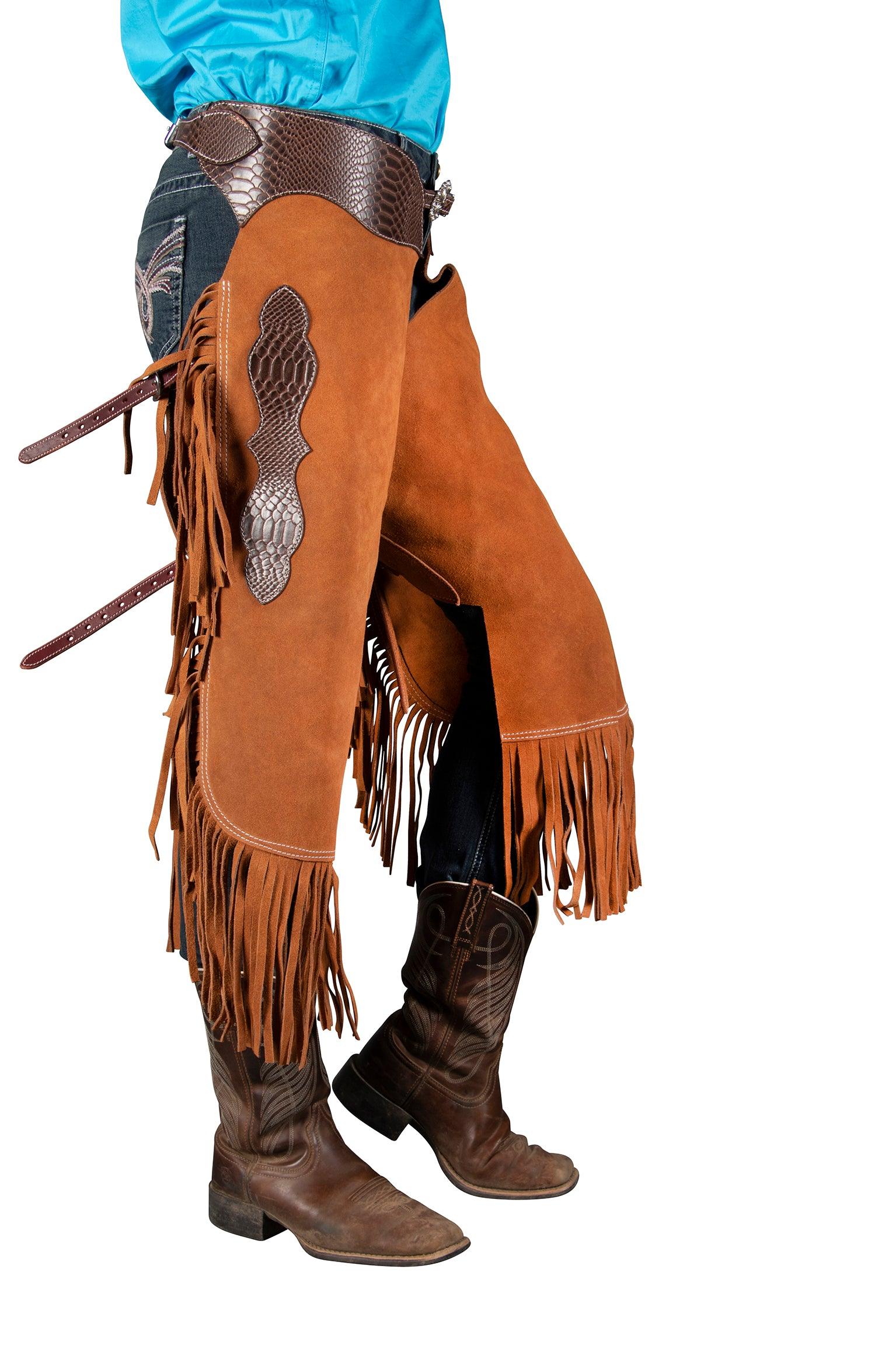 Fort Worth Work Chink Suede Chaps - Brown/Tan - Image 6