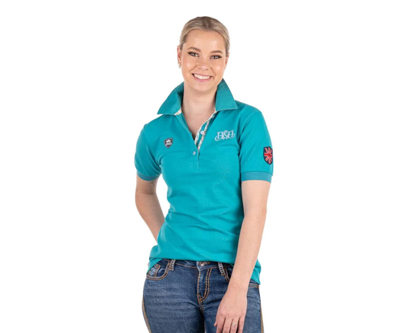 Hitchley & Harrow Fitted Polo with Floral Trim