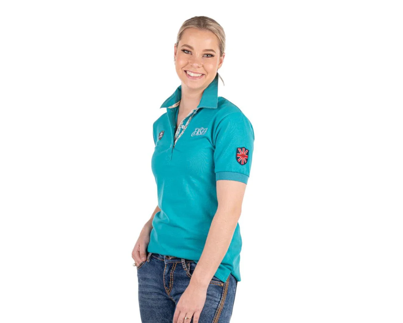 Hitchley & Harrow Fitted Polo with Floral Trim - Image 2