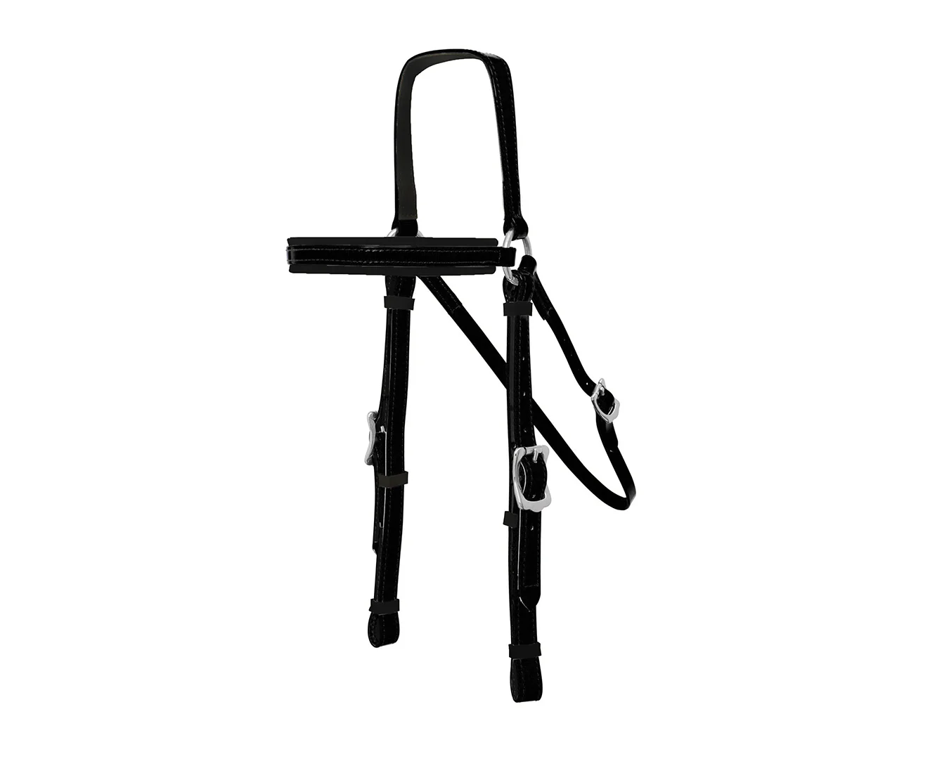 Horse Sense Barcoo Bridle Head with Nickel Plated Fittings - Image 2
