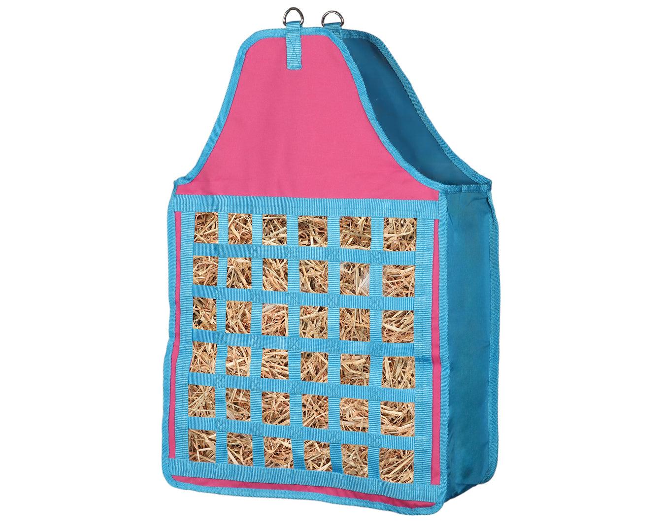 Horsemaster Heavy Duty Slow Feed Hay Bag - Blue/Pink - Image 2