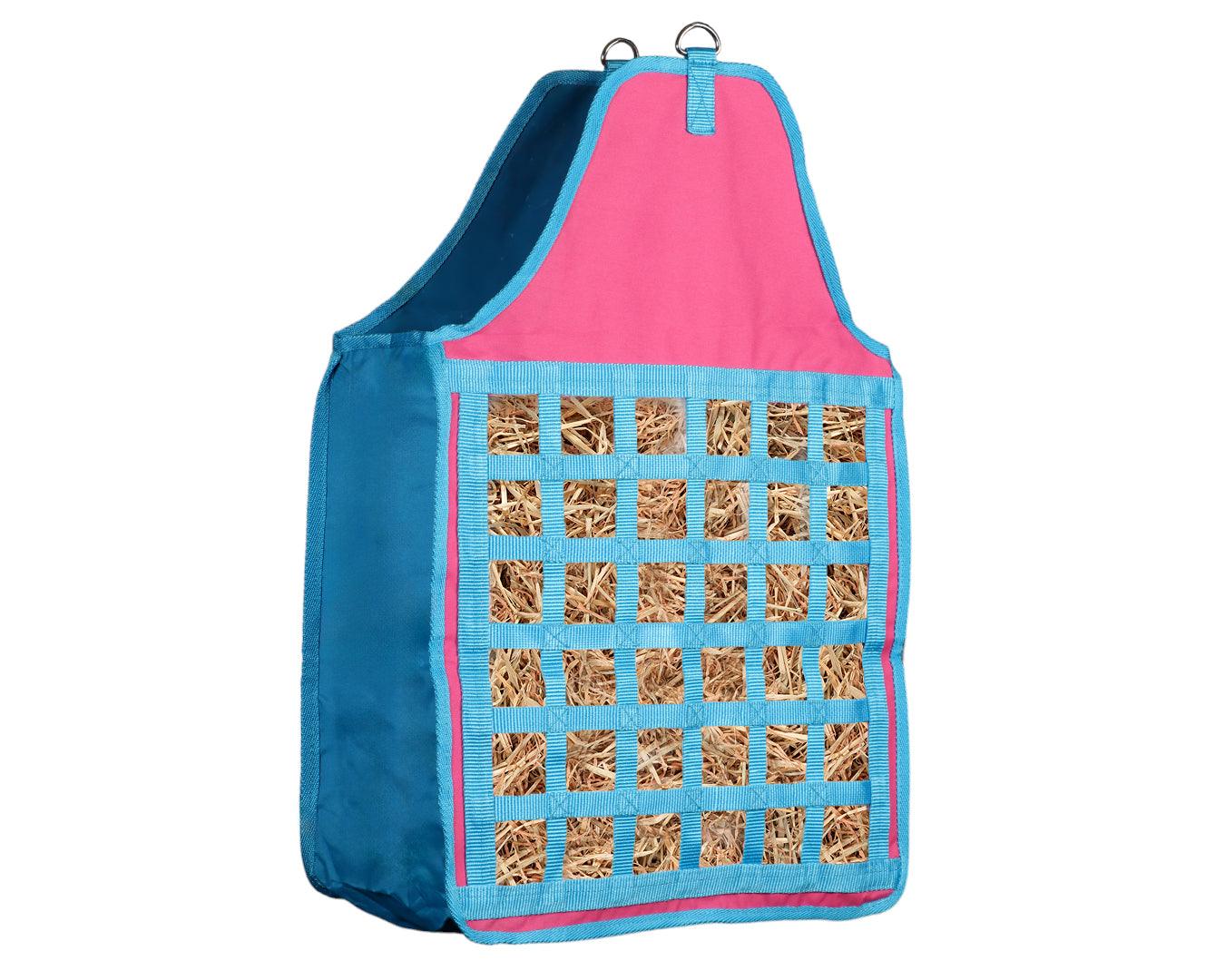 Horsemaster Heavy Duty Slow Feed Hay Bag - Blue/Pink - Image 3