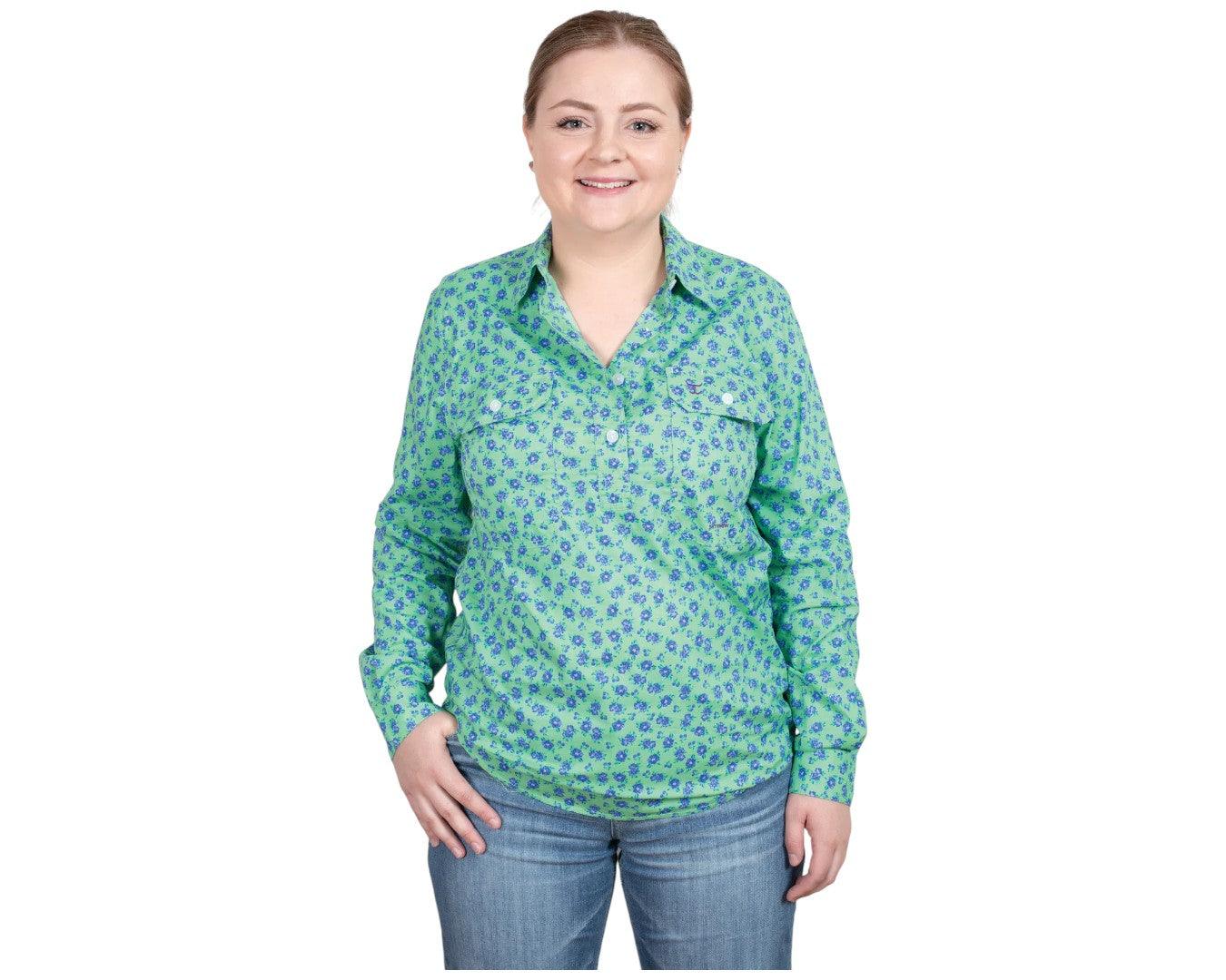 Just Country Womens Georgie Half-Button Shirt - Ivy Violets