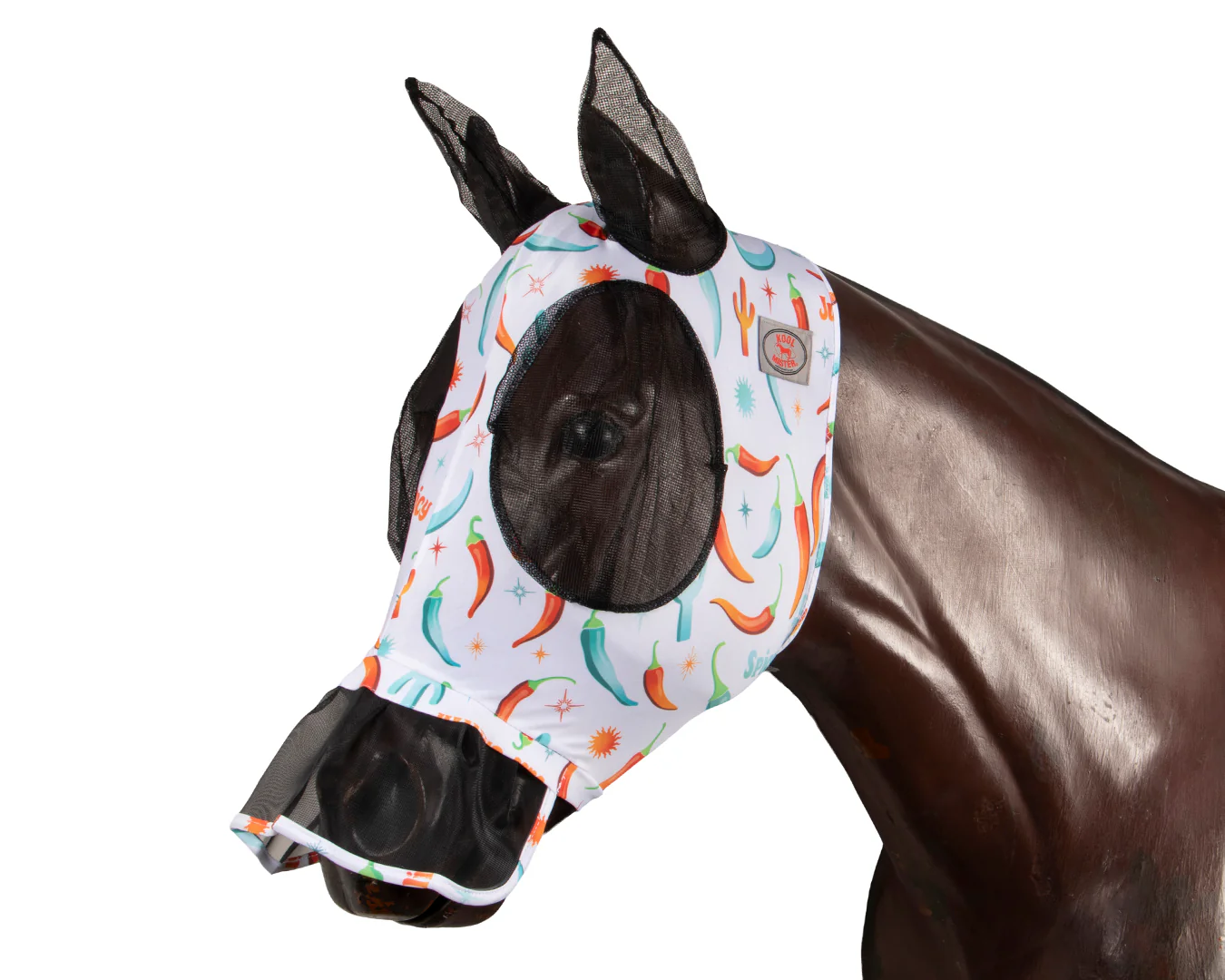 Kool Master Lycra Pull on Fly Mask with Skirt - Hot To Trot - Image 4