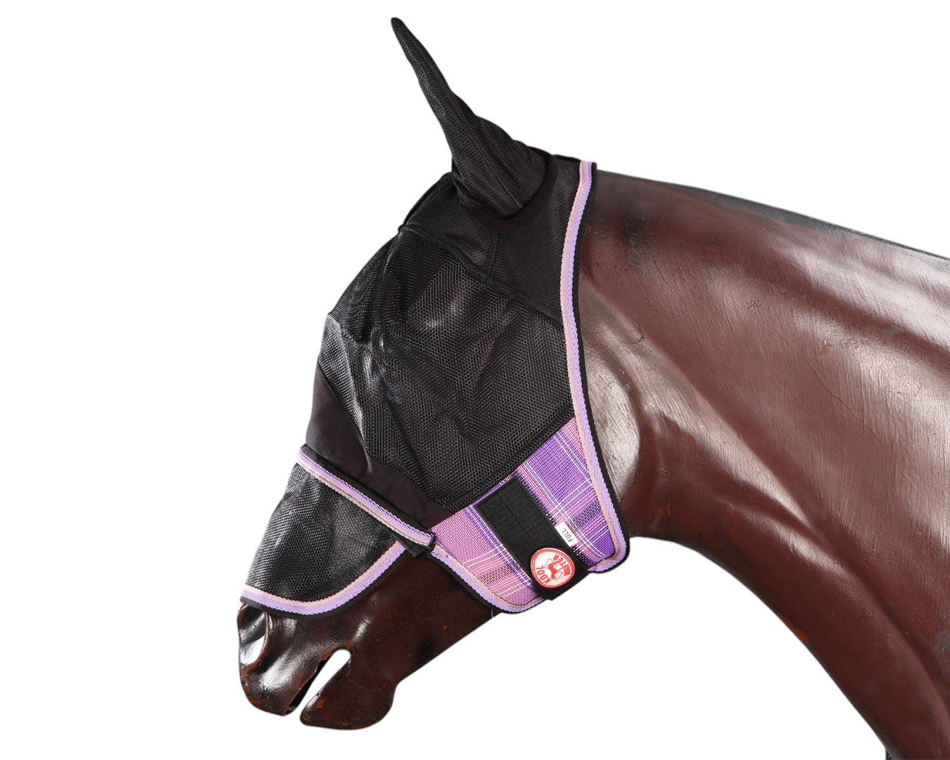 Kool Master PVC Shade Mesh Fly Mask - Pink & Purple - Image 2