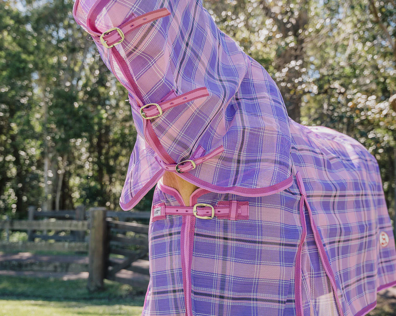Kool Master PVC Shade Mesh Horse Rug Combo - Pink & Purple - Image 4