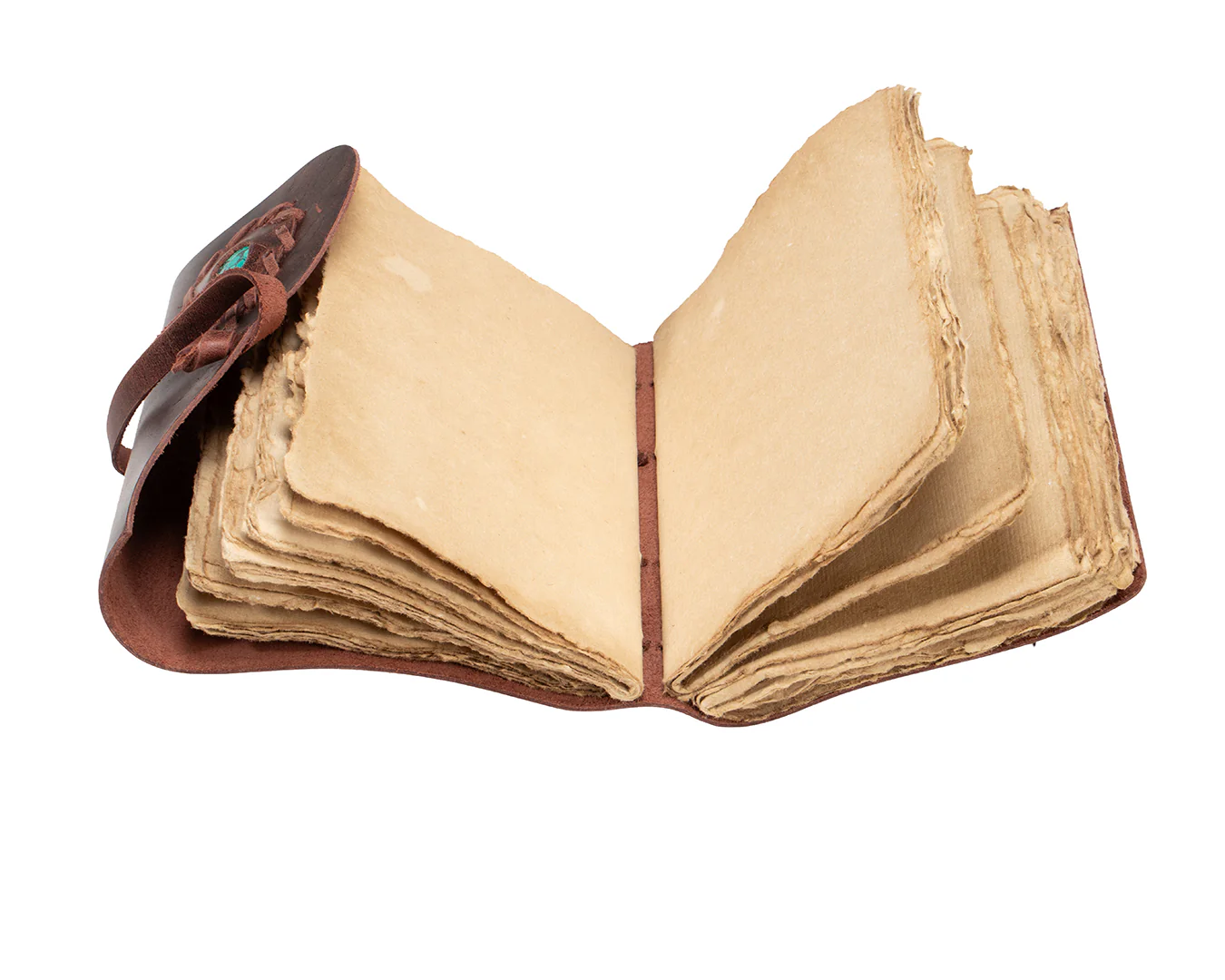 Leather Bound Journal - Brown With Turquoise Stone - Image 4