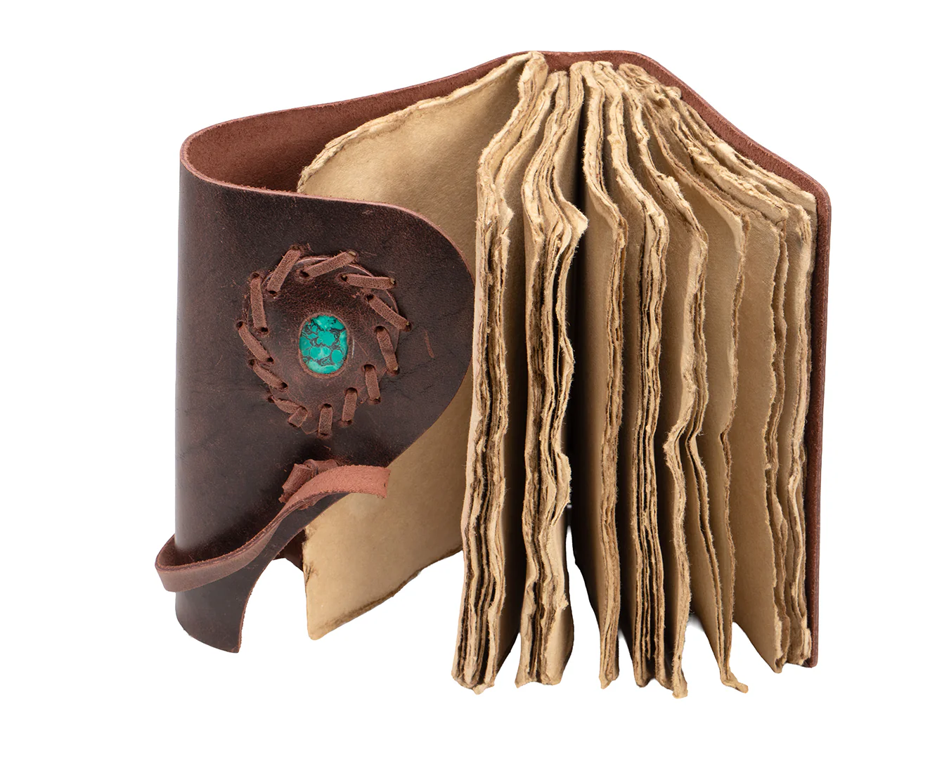 Leather Bound Journal - Brown With Turquoise Stone - Image 5