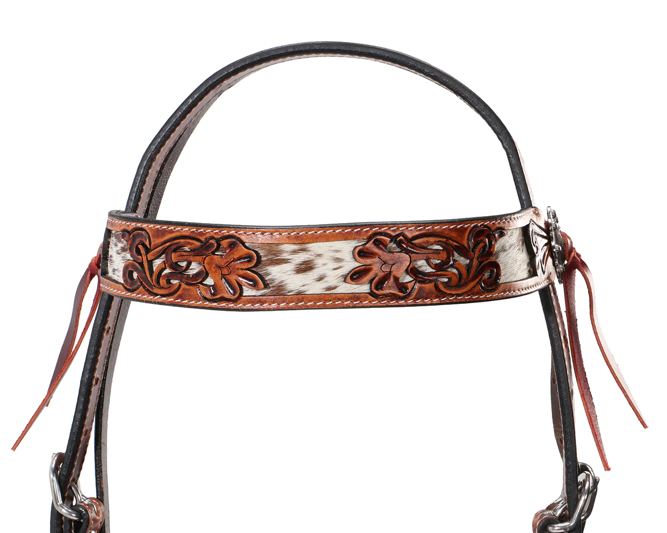 Fort Worth Longhorn Headstall- Cowhide Inlay - Image 4